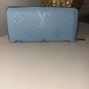 L V inspired  Light Blue Monogram Wallet